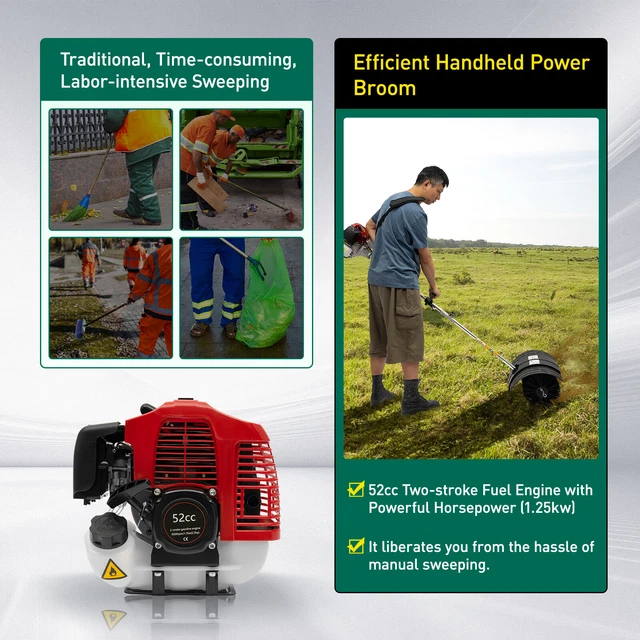 2.3HP 1000ml Gas Power Nylon Brush Broom Sweeper Artificial Grass Cleaning