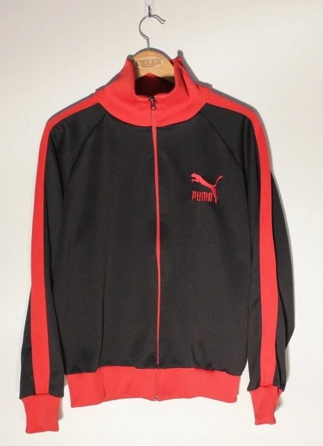 VINTAGE 80S PUMA track jacket classic old school black red