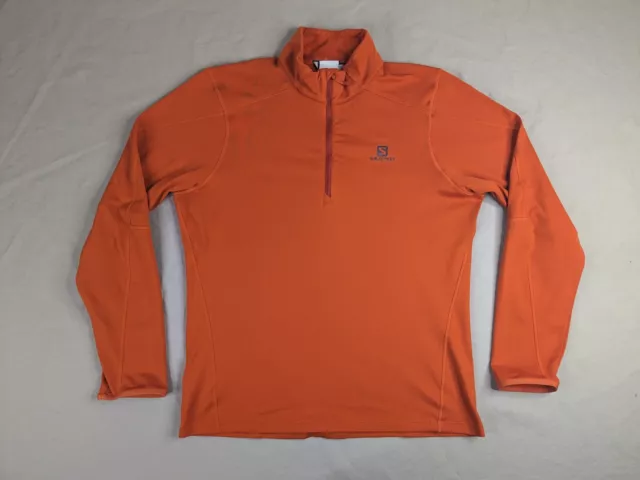 Salomon Sweater Adult Large ActiTherm Orange 1/4 Zip Pull Over