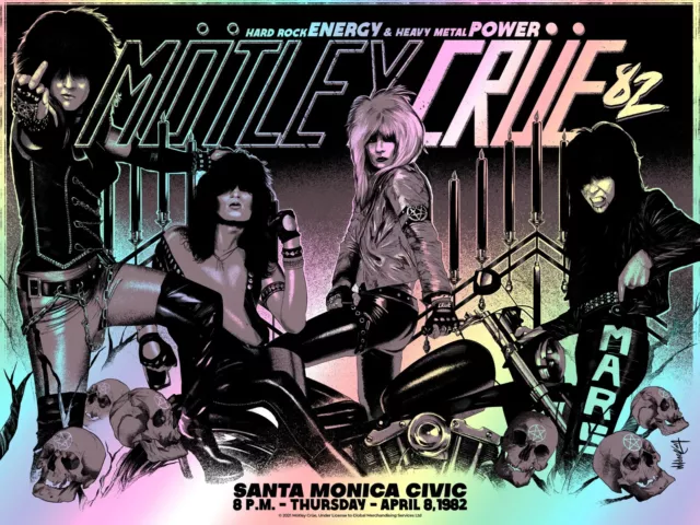 Mötley Crüe TOO FAST FOR LOVE  Poster Santa Monica 1982 Rainbow Foil Print