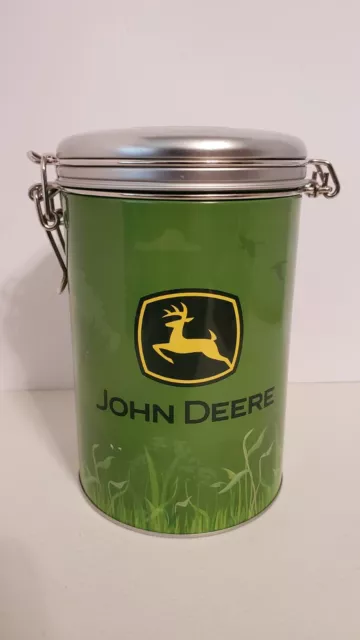 John Deere Green Yellow & Black Round Lock Top Tin