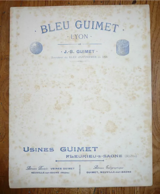 Grand buvard BLEU GUIMET, Lyon - Inventeur du Bleu d'Outremer en 1826