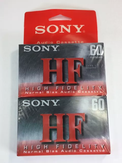 Sealed Sony HF Type I Normal Bias Recording Blank Cassette Tapes 60 min 2 Pack