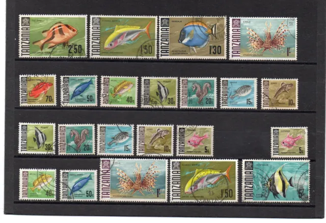 TANZANIA FISH Definitives 22 Stamps assembly USED to include Reprints.