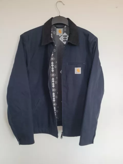 Carhartt WIP Detroit Jacket Navy Large Aztec Lined New Without Tags