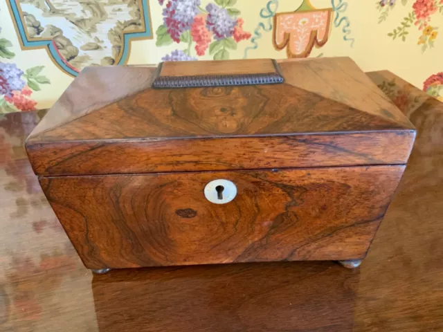 Beautiful English Victorian Rosewood Tea Caddy Circa 1880