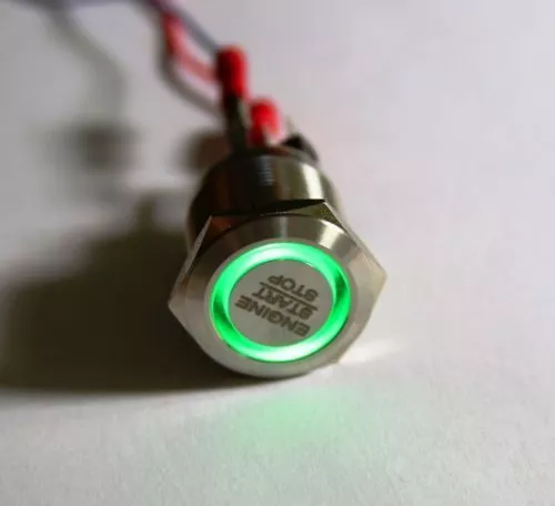 LED Starterknopf grün Start Knopf Startknopf Motorsport 22 mm "Engine start stop