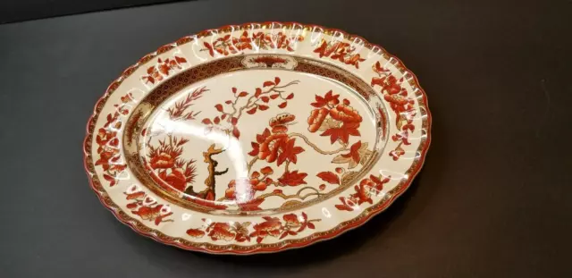 Spode INDIAN TREE Oval Serving Platter Made in England 11.5 Inch Excellent Cond.