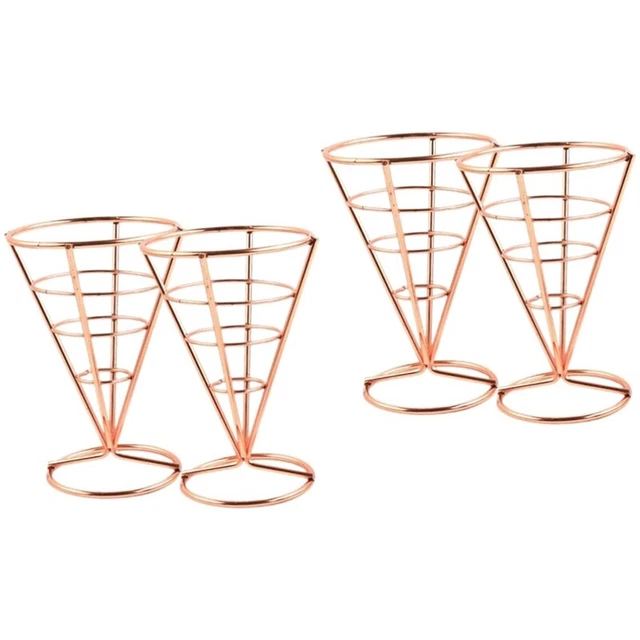 4 Pcs Deep Fryer Basket for Stand Chicken Display Metal Cone Fried Fries4307