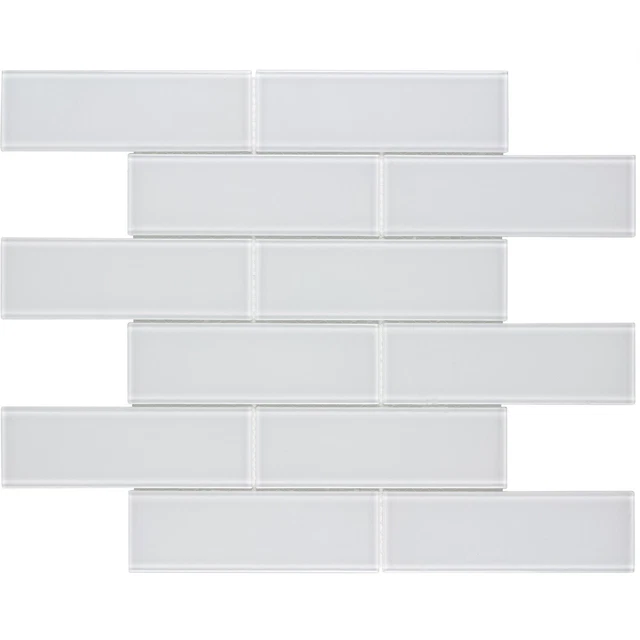 Modern Subway White Glossy Glass Mosaic Tile Backsplash Kitchen Bathroom MTO0313