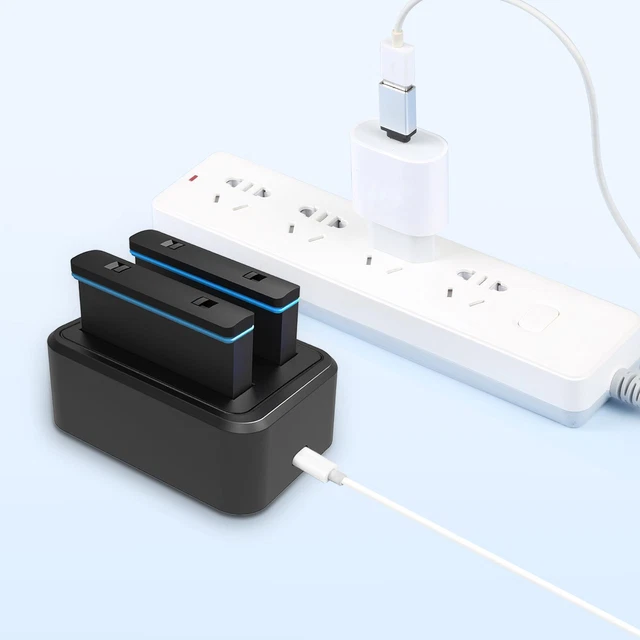 Charge de batterie à deux emplacements avec indicateur Type-C pour caméra