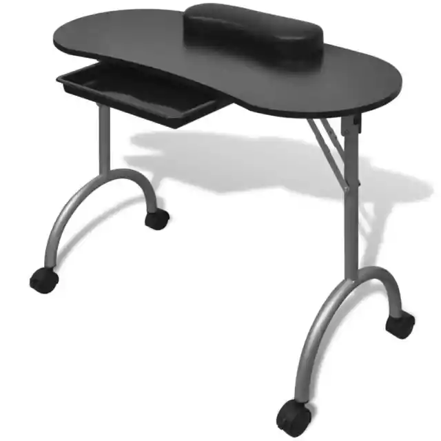 Folding Manicure Table Nail Desk Black/White Portable Station Hand Cushion Bag