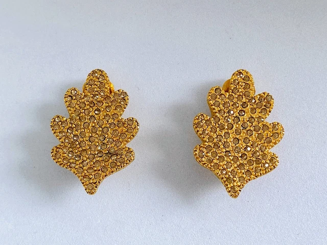 Boucles D'oreilles Vintage Signées Inès De La Fressange - Modèle N°5 Bis, Couleur Dorée, Clips, Occasion Excellent état