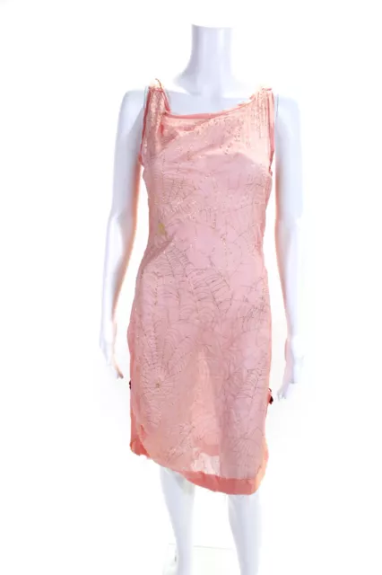 Isabela Capeto Womens Silk Web Print Sleeveless Dress Pink Gold Size EUR 40