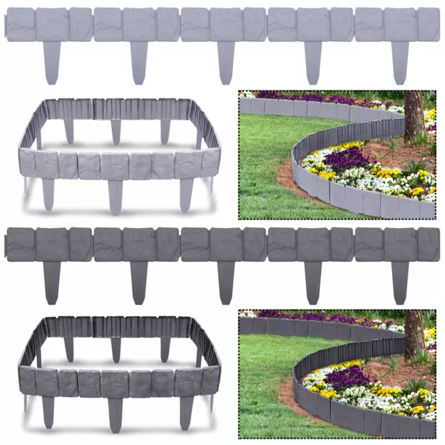 Rasenkante Palisade Beeteinfassung Beetumrandung Mähkante Erdspieß Stein-Optik