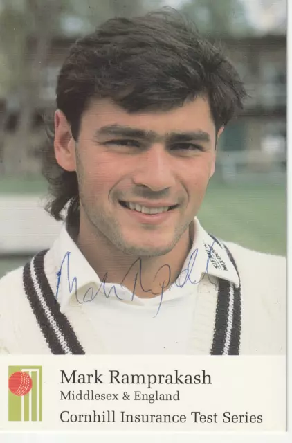 Cricket Signed Promotional Card. Mark Ramprakash Middlesex and England