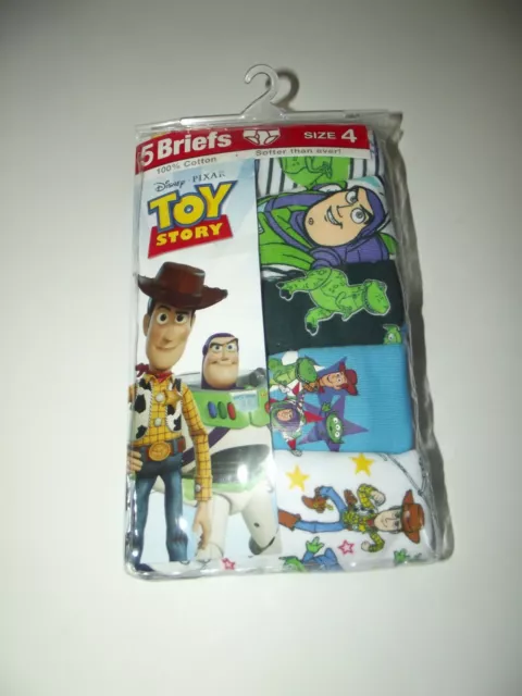 Boys 5 pk Briefs Underwear~Disney Toy Story~Size 4~100% Cotton~Soft~NEW