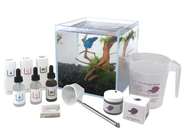 Boutique Betta 2.1 gallon Rimless Aquarium Complete Kit With Fish Food and More!