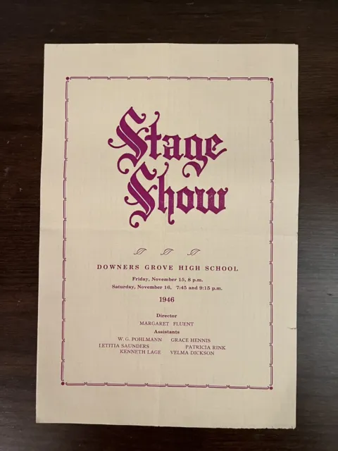 Downers Grove High School Illinois 1948 Stage Show Program