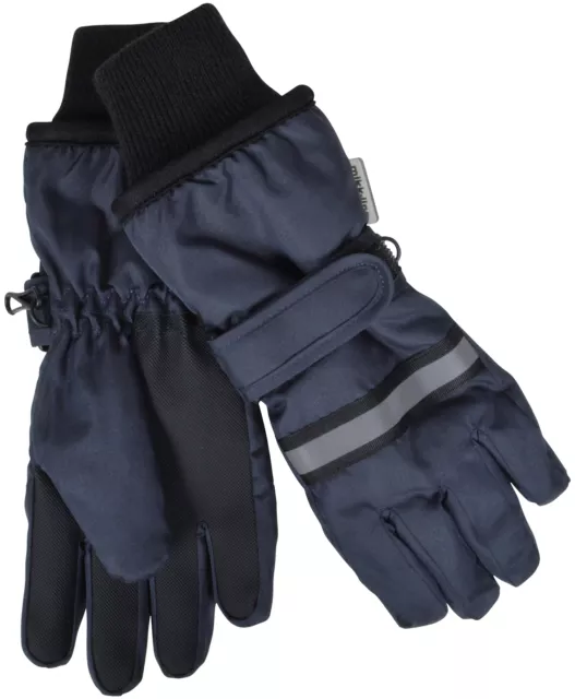 Kids Ski Gloves - Childrens Thermal, Winter Sports, Black Blue 3-12 Yrs Boy Girl