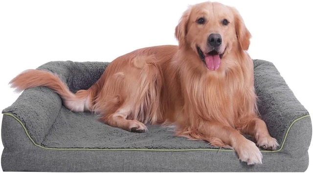 MOKOFUWA Bolster Dog Couch Bed,Orthopedic Washable Pet Sofa Beds with Large