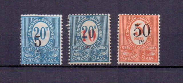 1920 Oberschlesien Einzelwerte aus Mi. 10 - 12 ** postfrisch