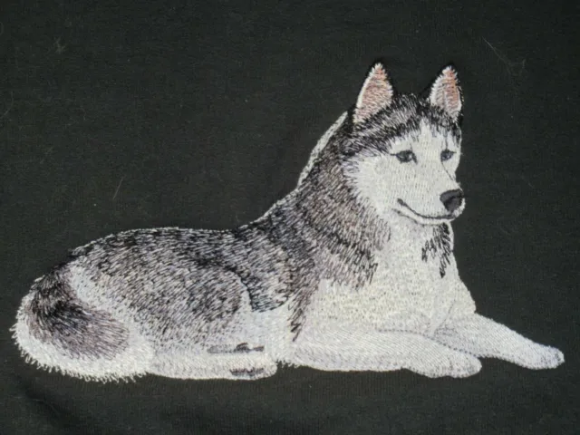 Embroidered Long-Sleeved T-Shirt - Siberian Husky C4977 Sizes S - XXL