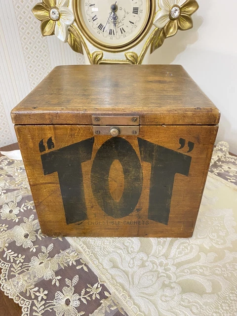 Wooden Advertising Box Digestive Tot Digestible Cachets Very Rare Big Wood