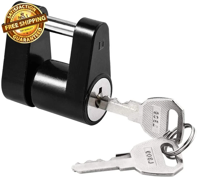 CZC AUTO Black Trailer Hitch Coupler Lock, Dia 1/4 Inch, 3/4 Inch Span for Tow B