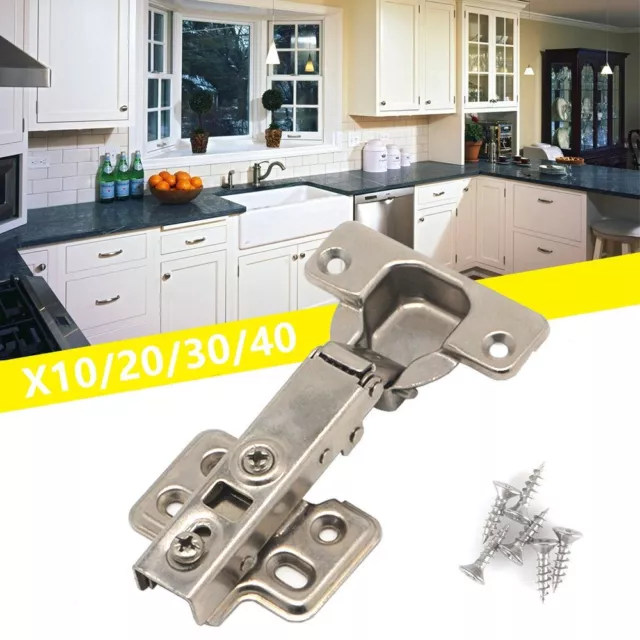 10/20/30/40PC SOFT CLOSE HINGES Kitchen Closing Door Hinge Cabinet Cupboard 35mm