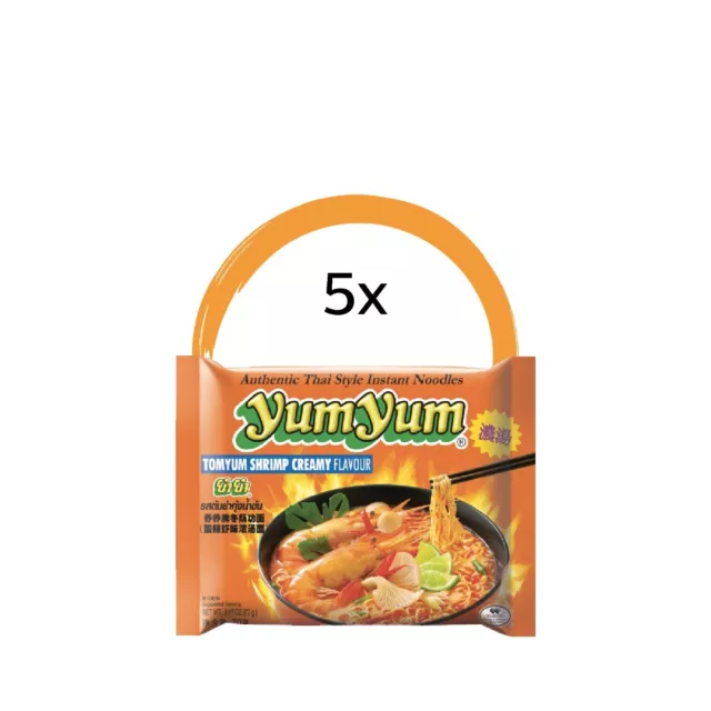 5 PEZZI - zuppa di pasta istantanea Yum Yum zuppa di pasta TOMYUM GAMBERETTI CREAMY - 5x 70g