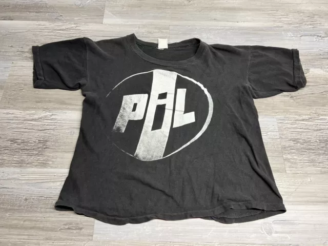 Vintage 80s Public Image Ltd PIL T-Shirt Cropped Super Faded Size S Boxy