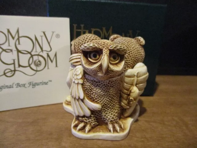 Harmony Kingdom Wise Guys Owls Very Early Pc UK Made Box Figurine