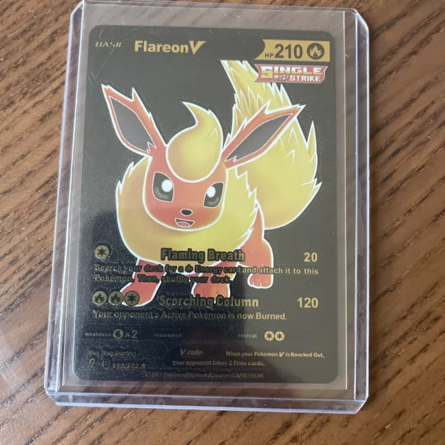 Flareon V HP210 169/203 - Gold Foil Pokemon Card Fan Art Card