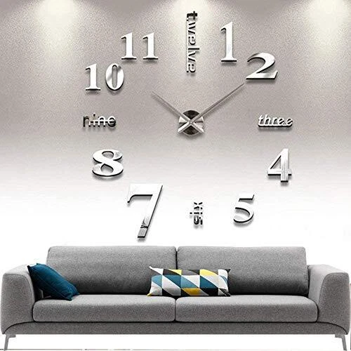 DIY Wall Clock Modern Large 3D Wall Clock Mirror Stickers Home Office