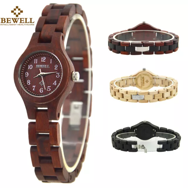 Bewell W123A Wood Watches for Women Handmade Analog Quartz Wooden Wrist Watch