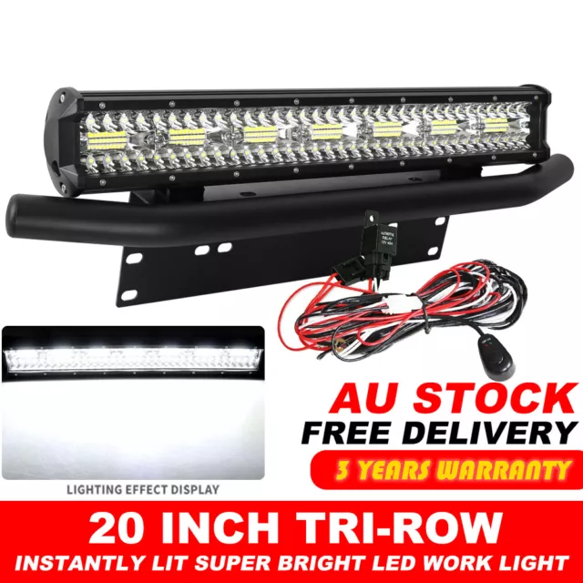 20inch  LED Light Bar Tri-Row +Wiring Harness Kit + 23'' Number Plate Frame