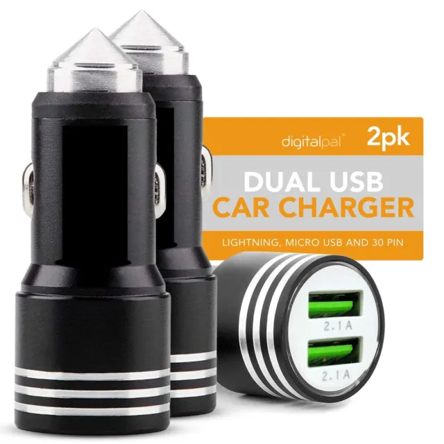 2pk 12V Car Cigarette Lighter Socket Dual 2.1A USB 2 Port Charger Power Outlet