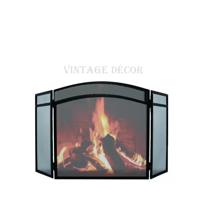 Fire Screen Spark Safety Guard Classic Arched Tri-Fold Fireplace Heavy Duty 5kg