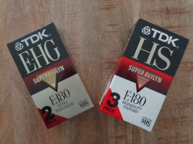 5 Cassette Video VHS TDK 180 3 x HS + 2 x E-HG - K7 Haute Qualité Neuf