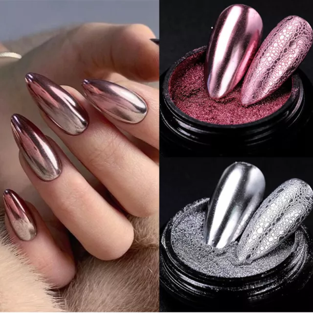 Nail Mirror Powder Dust Purple Rose Gold Metal Nail Art Chrome Pigment Decor