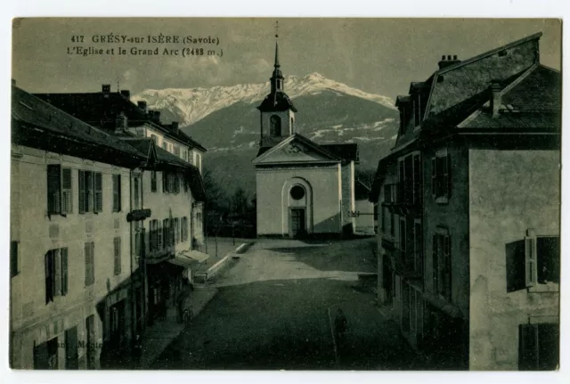CPA 73 Savoie Grésy-sur-Isère L'Eglise et le Grand Arc