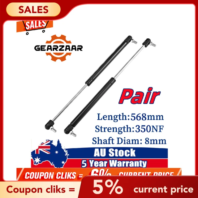 GAS STRUTS 550MM 350N X2 (8mm Shaft) Caravans Trailers Canopy Toolboxes