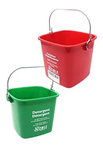 Small Red and Green, Detergent and Sanitizing Bucket - 3 Quart Cleaning Pail ...