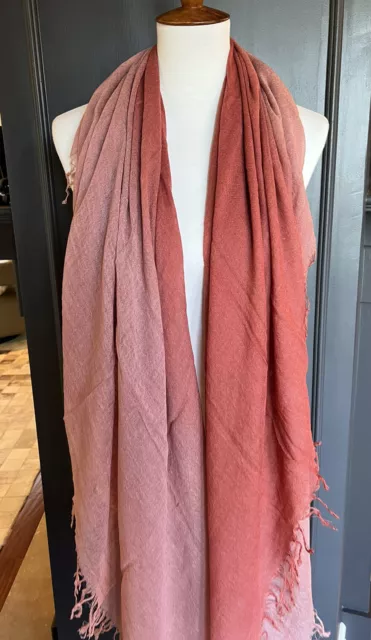 New Auth Chan Luu Dip-Dyed Ombre Cashmere Silk Scarf- Ash Rose/Silver Pink 3