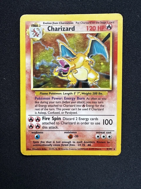 Charizard 4/102 Base Set Holo Rare 1999 WOTC TCG Pokemon Card