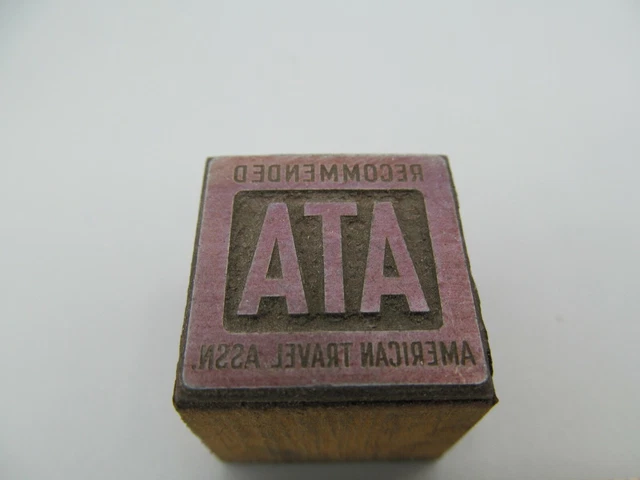 American Travel Assn Recommended Vintage Advertising Printing Press Block Stamp