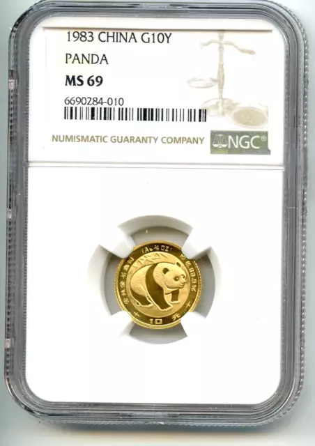 1983 CHINA Gold 10 YUAN COIN (MS-69) NGC 1/10th GOLD RARE! NO RESERVE!