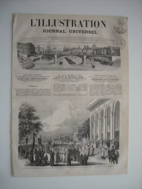 Gravure 1866. Mgr. Place, Nouvel Eveque De Marseille. Avec Explicatif Au Dos.