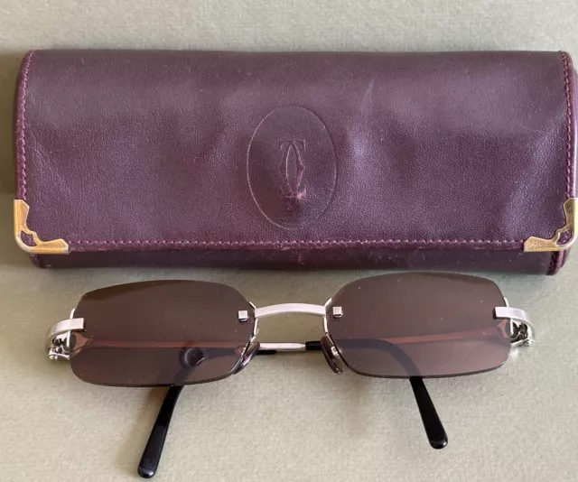 Cartier Rimless Eyeglasses 135 Frames France + Orig Cartier Leather Case Cartier Rimless Eyeglasses 135 Frames France + Orig Cartier Leather Case